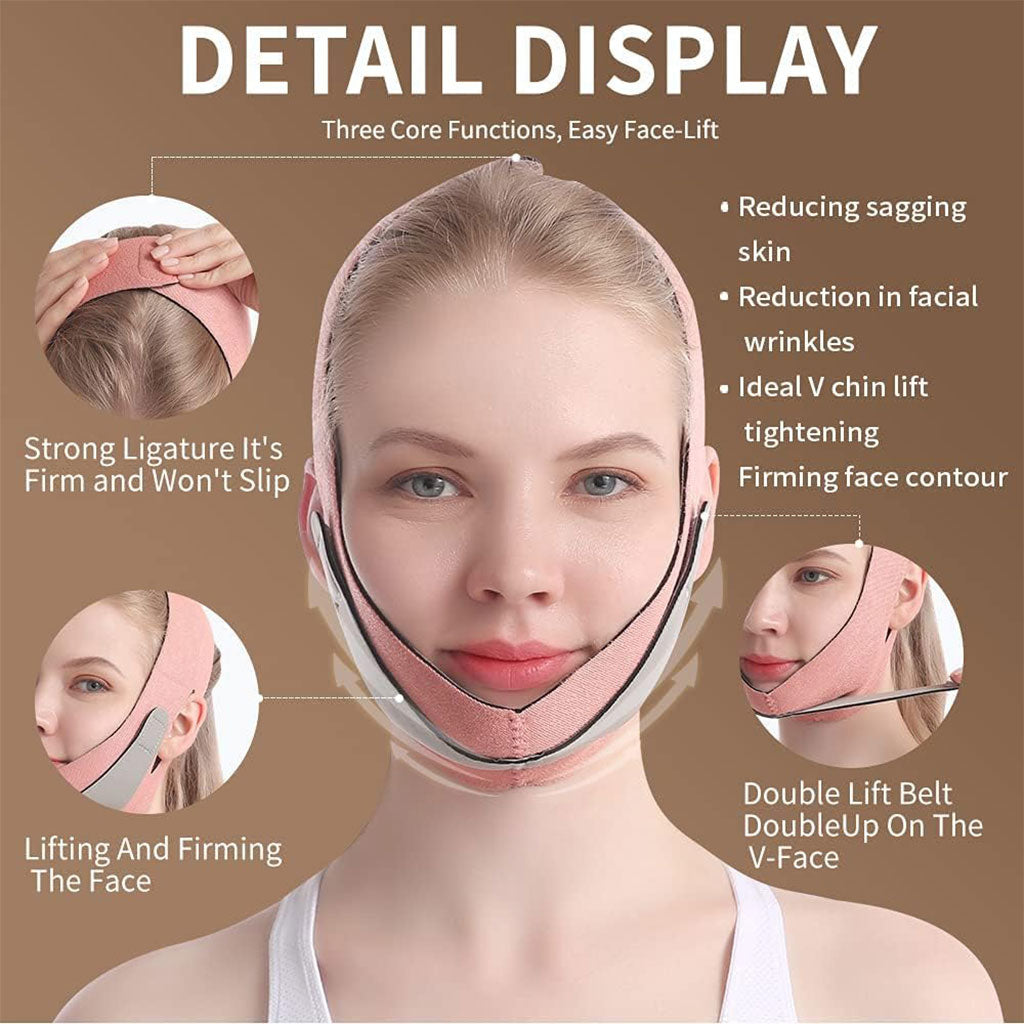 Sangle de levage du visage avec double réduction de menton