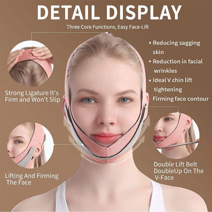 Sangle de levage du visage avec double réduction de menton