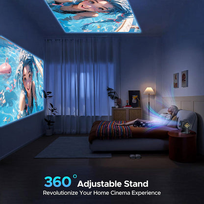 Projecteur Wi-Fi Full HD 1080p avec support réglable à 360° et mise au point électrique – جهاز عرض على الحائط ذكي