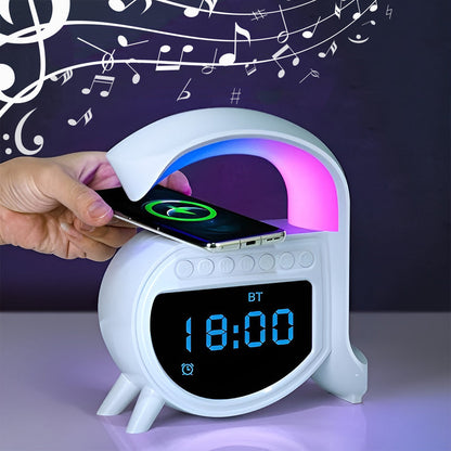 Réveil et Haut-parleur Bluetooth RGB intelligente type Big G Wireless Charger V5 - تنزوت