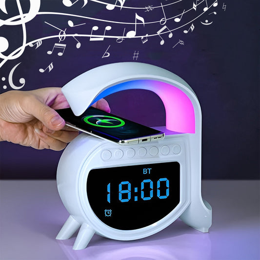 Réveil et Haut-parleur Bluetooth RGB intelligente type Big G Wireless Charger V5 - تنزوت