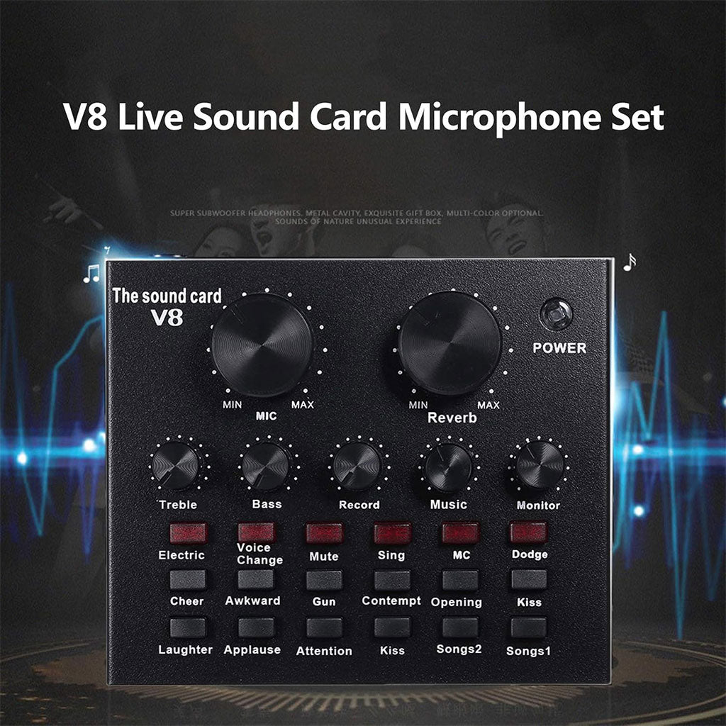 V8 Externe Live Carte Son avec Microphone Set – بطاقة صوت مع ميكروفون للتسجيلات الصوتية