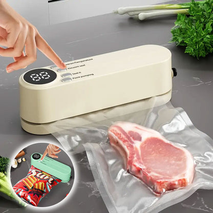 Mini scelleuse sous vide et Extracteur d’air portable 60 kPa avec 3 niveaux de température – جهاز تفريغ الهواء وغلق الأكياس - تنزوت
