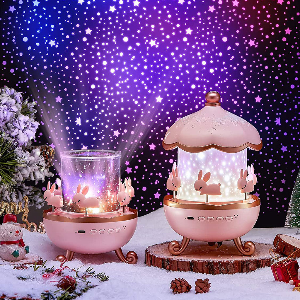 Projecteur ciel étoilé lapins rotation à 360° pour chambre d’enfants – جهاز تنويم الأطفال برسومات ملونة
