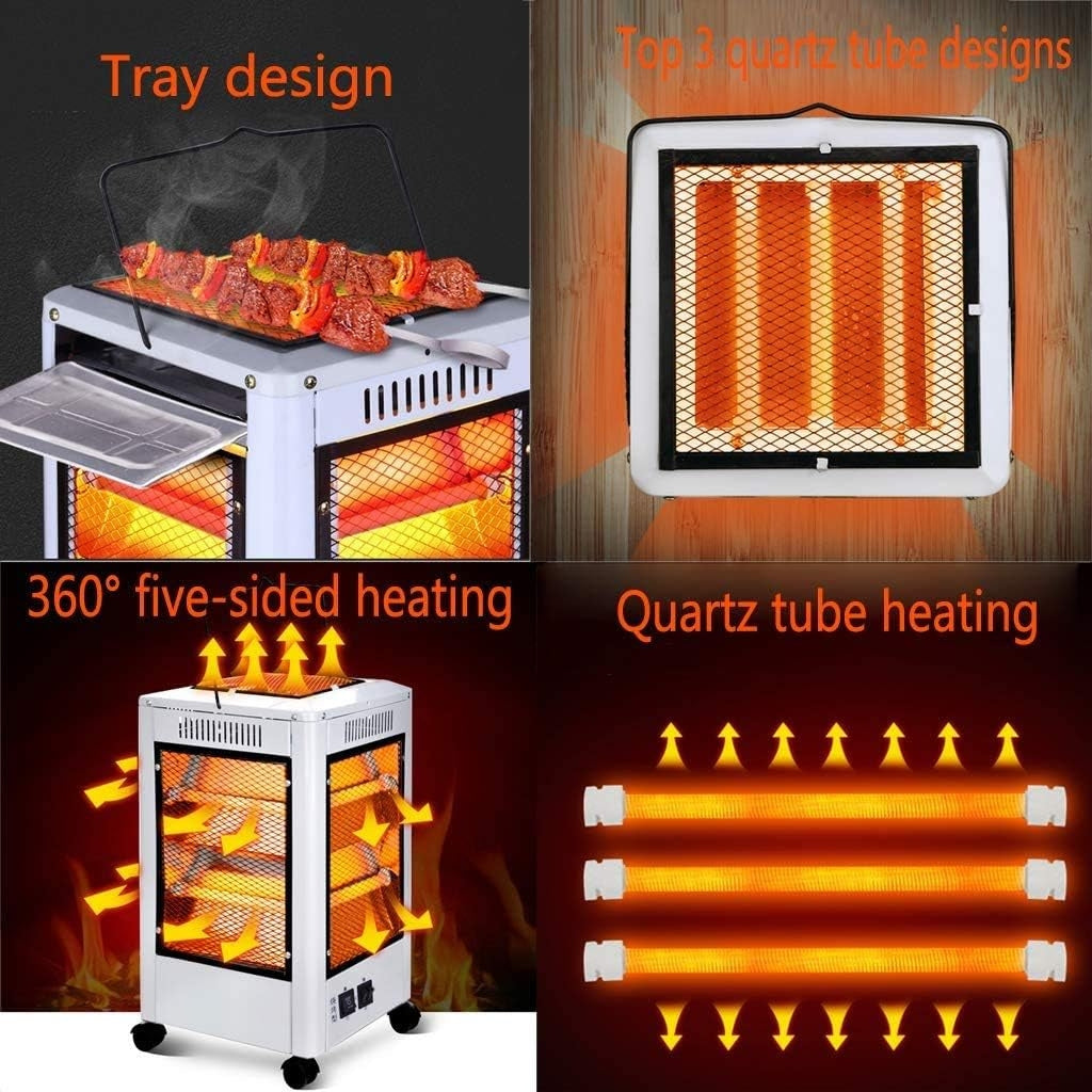 Chauffage Electrique et Gril 360 Degrés Eco Faible Consommation 5 façades 2000 W