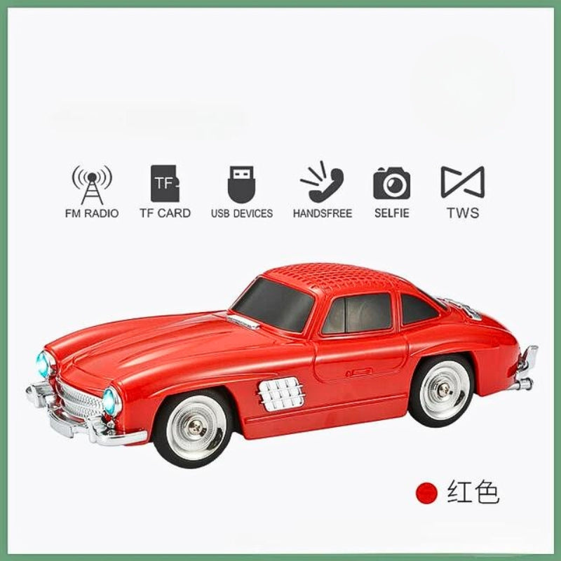 Haut-parleur audio Bluetooth sans fil En forme de Voiture Vintage , Carte mémoire , appels , AUX , Clé USB , FM RADIO