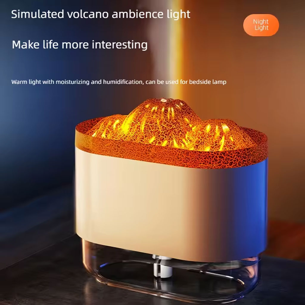 Humidificateur Volcano et Diffuseur de flamme Colorée 300ml – معطر جو على شكل بركان