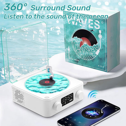 Lecteur Vinyle Sans Fil Bluetooth avec Effet Lumineux RVB – مكبر صوت بلوتوث