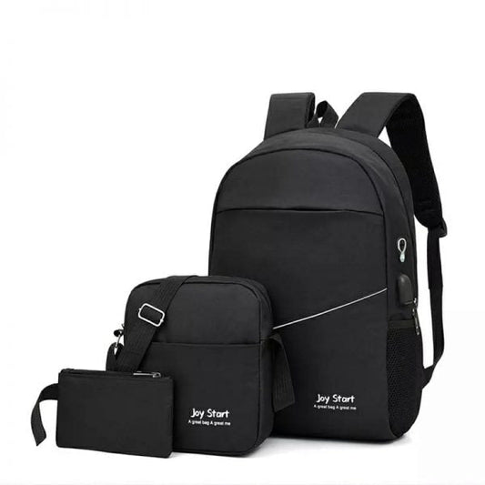 3 PCS Sac à dos multifonctionnel Avec Sortie USB ET Sortie kit-man - Noir تنزوت