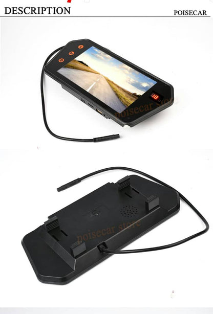 Rétroviseur de voiture écran LCD 7 pouces bluetooth, température