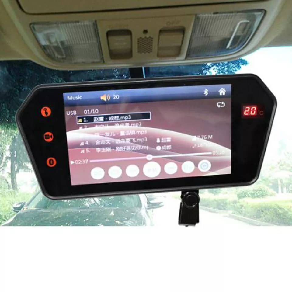 Rétroviseur de voiture écran LCD 7 pouces bluetooth, température