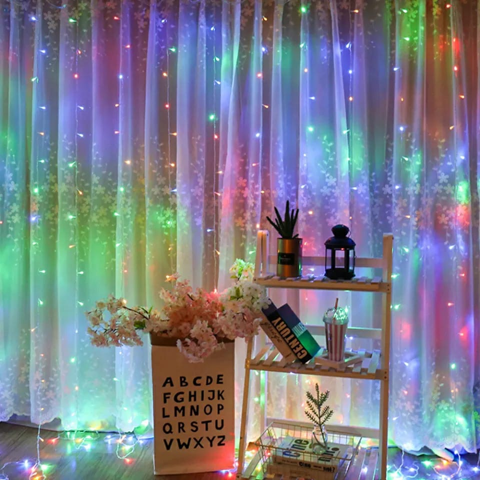 Rideau Lumineux 3\3 M 220 V pour la décoration extérieure Et des fêtes à la maison تنزوت