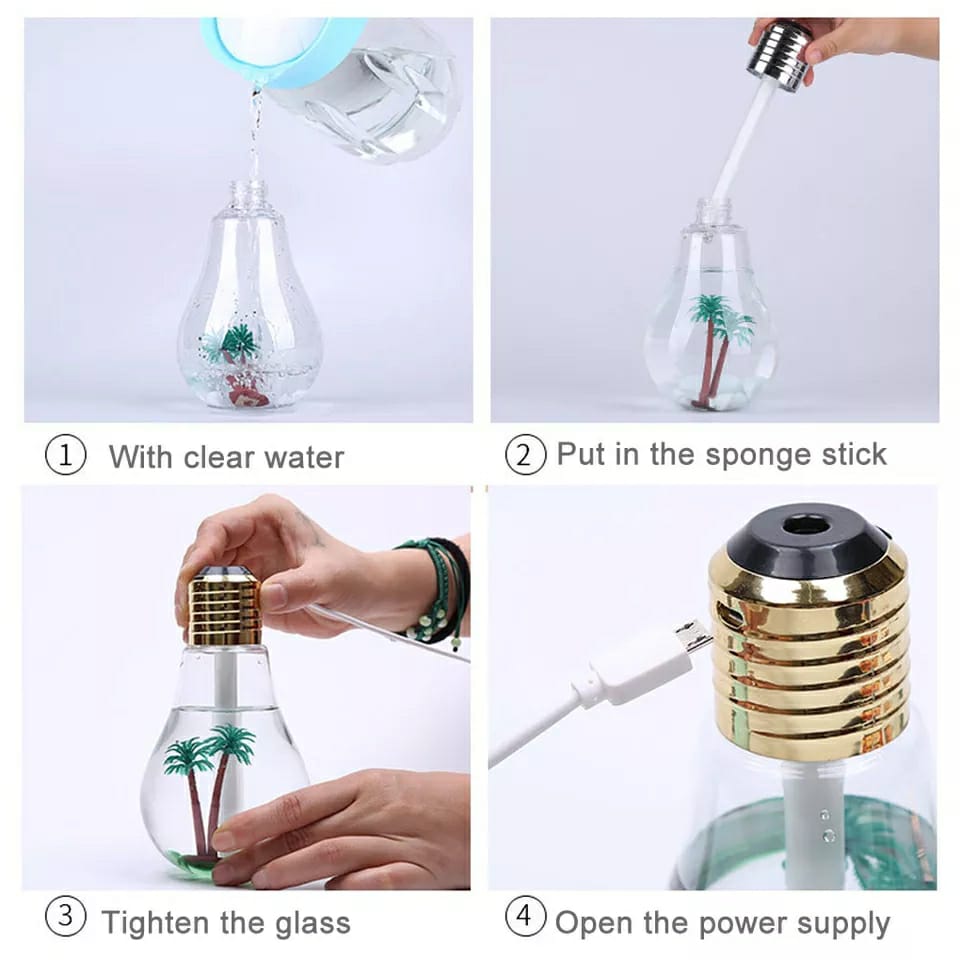 Humidificateur d’air ampoule colorée USB 400ML