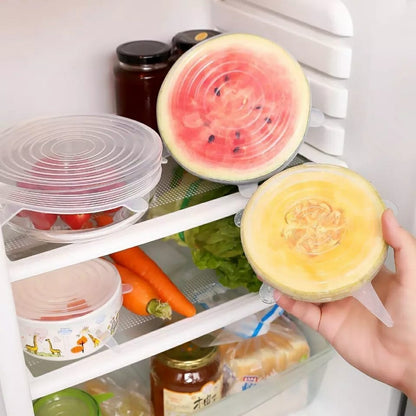 6 couvercles en silicone, extensibles, réutilisables, hermétiques, pour conservation des aliments, pour micro-ondes, pour la cuisine