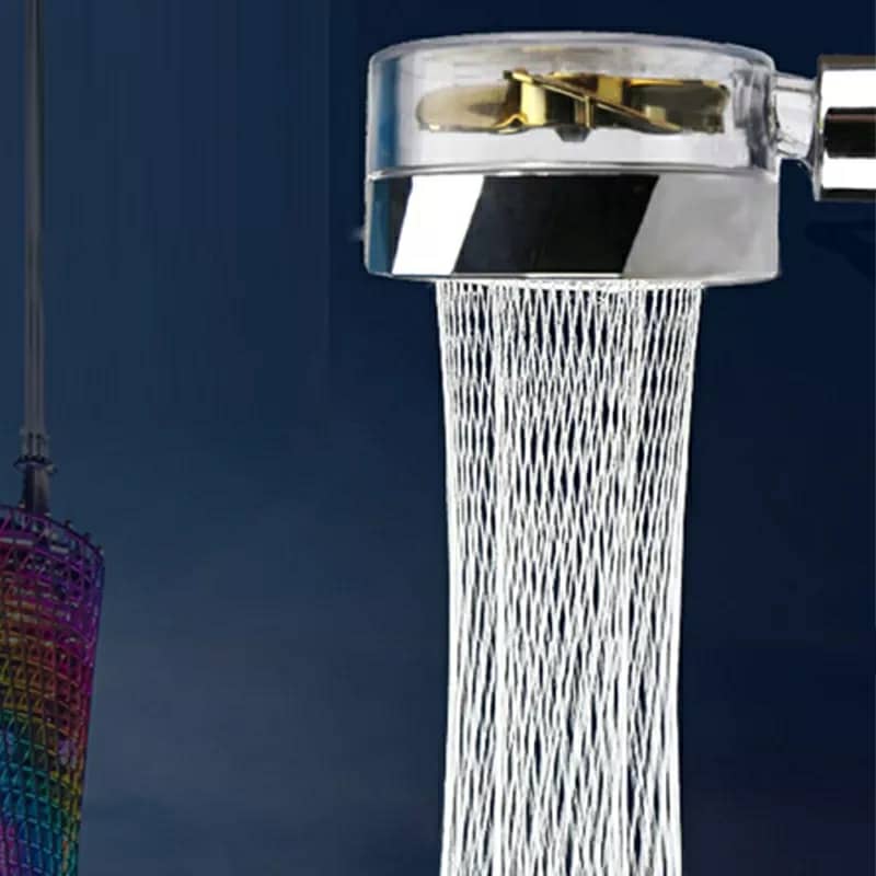 Pommeau de Douche avec Ventilateur Économie pour Salle de Bains Débit 360 Degrés Rotation