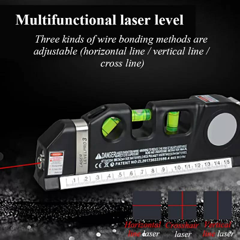 Niveau Laser 4en1 Fixit Level pro 3 Outil de musure Polyvalent Ruban De 8 Pieds