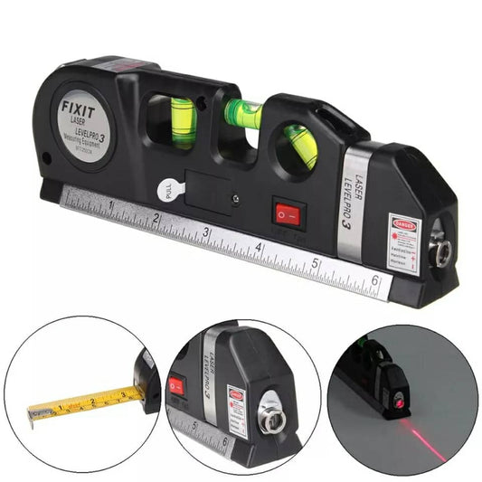 Niveau Laser 4en1 Fixit Level pro 3 Outil de musure Polyvalent Ruban De 8 Pieds تنزوت