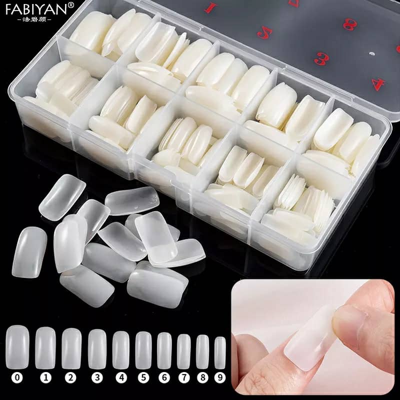 Boite 500 Pcs Pose Capsules 10 Sizes ongles transparent تنزوت