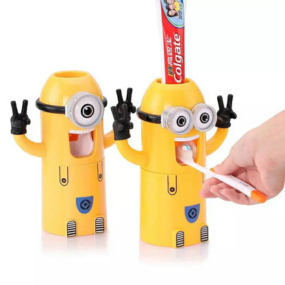 Minions Distributeur et porte brosse a dent 2 in1 presse-dentifrice automatique pour enfants تنزوت