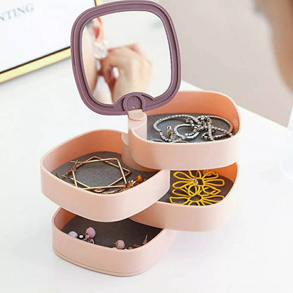 boîte de rangement pour bijoux multi-couches avec mirroir