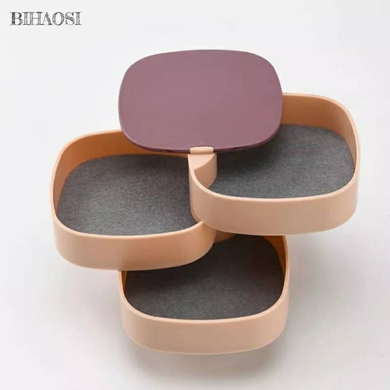boîte de rangement pour bijoux multi-couches avec mirroir