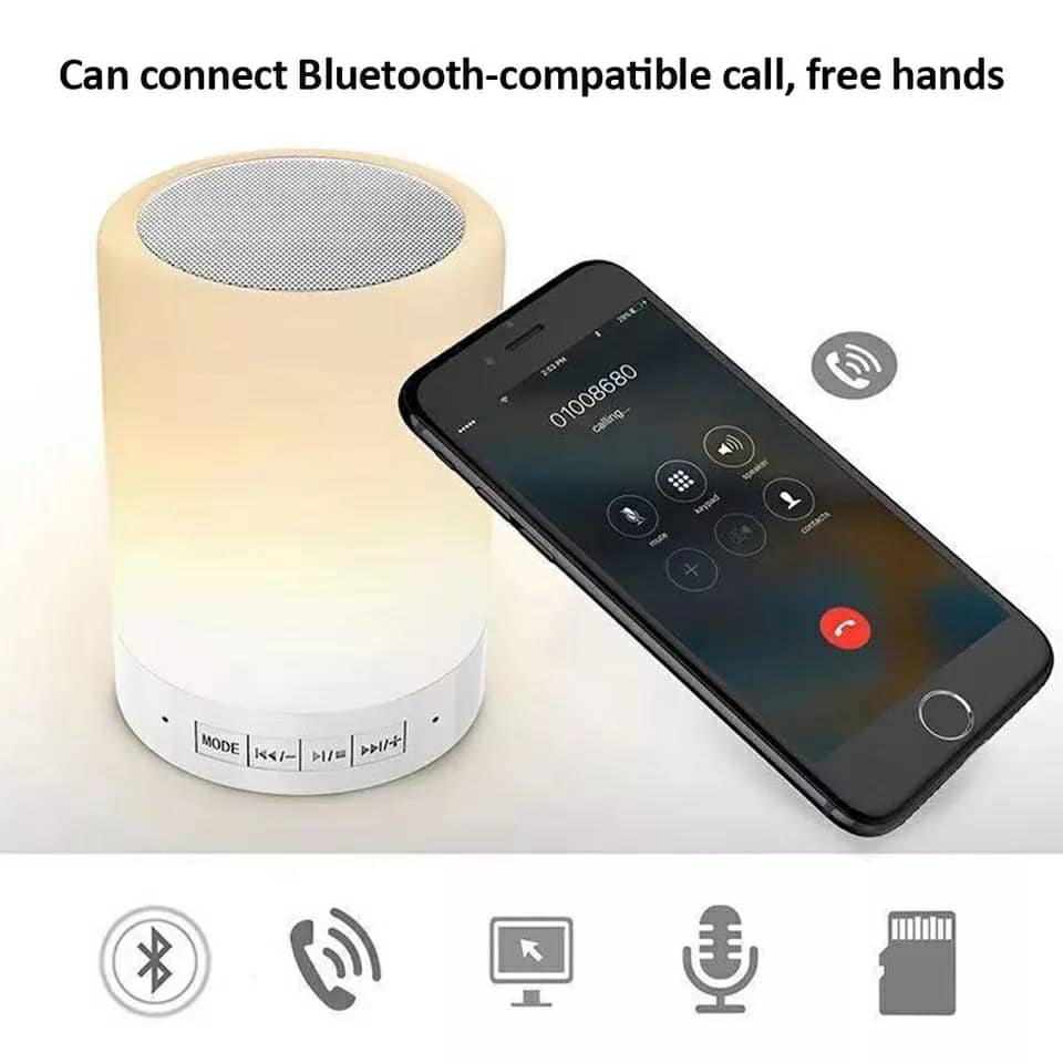 Haut-parleur Bluetooth + veilleuse tactile LED colorée /AUX / TF CART/USB
