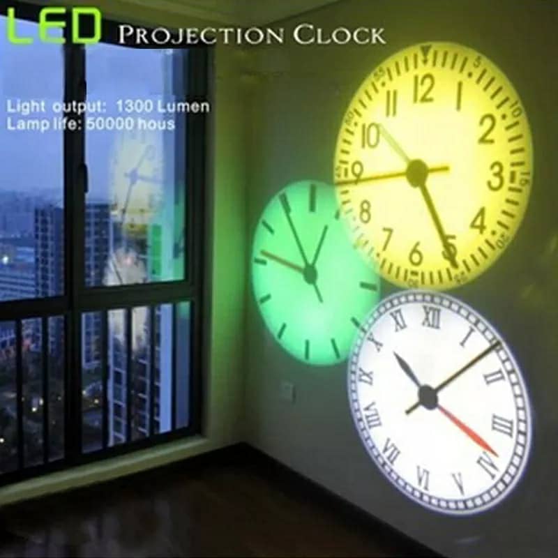 Projecteur horloge mural HD Rotation à 180 degrés 2 mode et 4 couleur