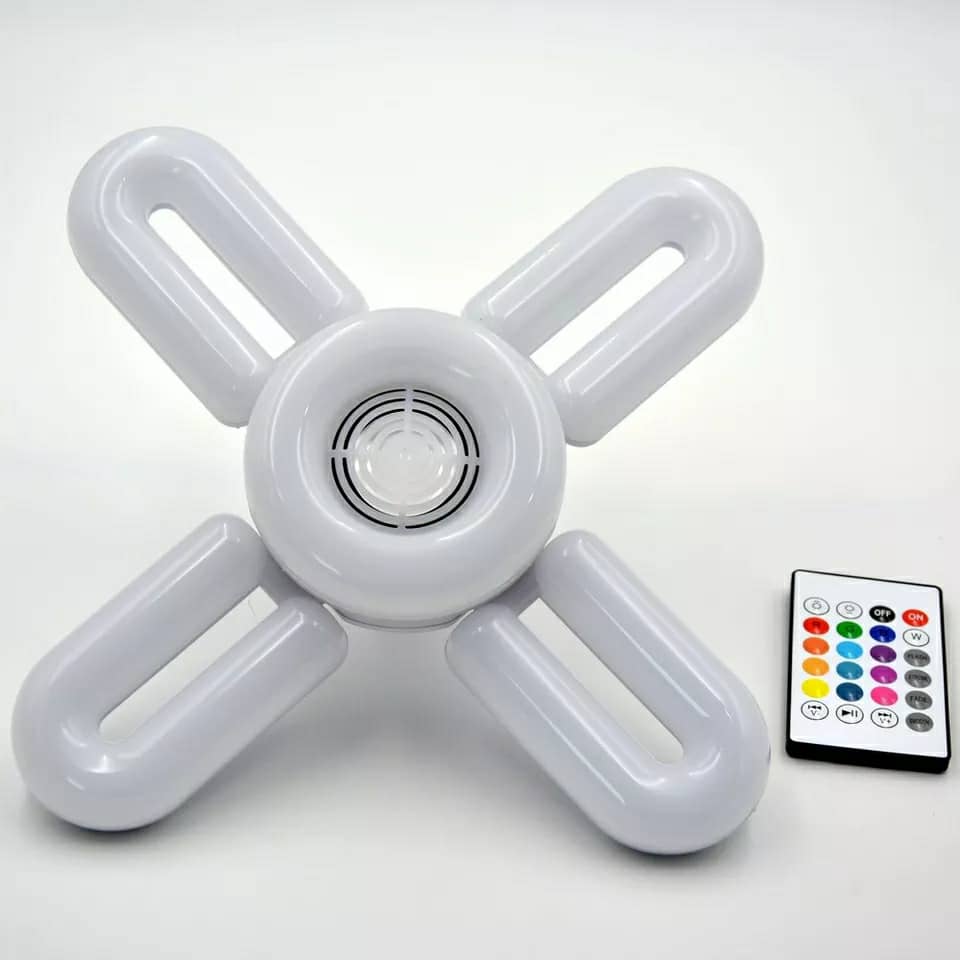 Ampoule RGB pliante haut-parleur Bluetooth, télécommande E27,48W