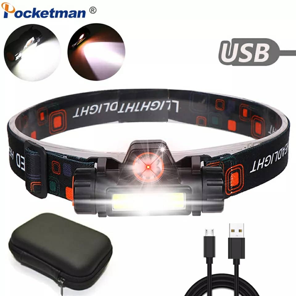 Lampe frontale à Led Portable imperméable Rechargeable USB تنزوت