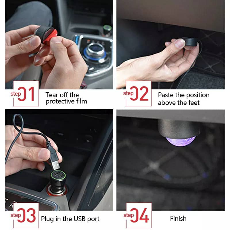 Car atmosphere Lumière RGB 4en1 USB 12V