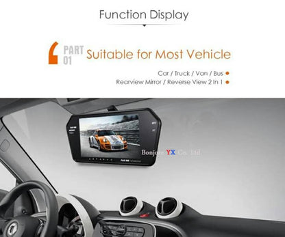 Rétroviseur écran LCD TFT 7 pouces MP5 bluetooth 1024P