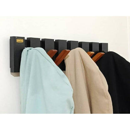 Porte Manteau Piano en Bois 7crochet Design Moderne NOIR-MARRON