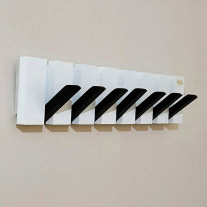 Porte Manteau Piano en Bois 7crochet Design Moderne BLANC-NOIR