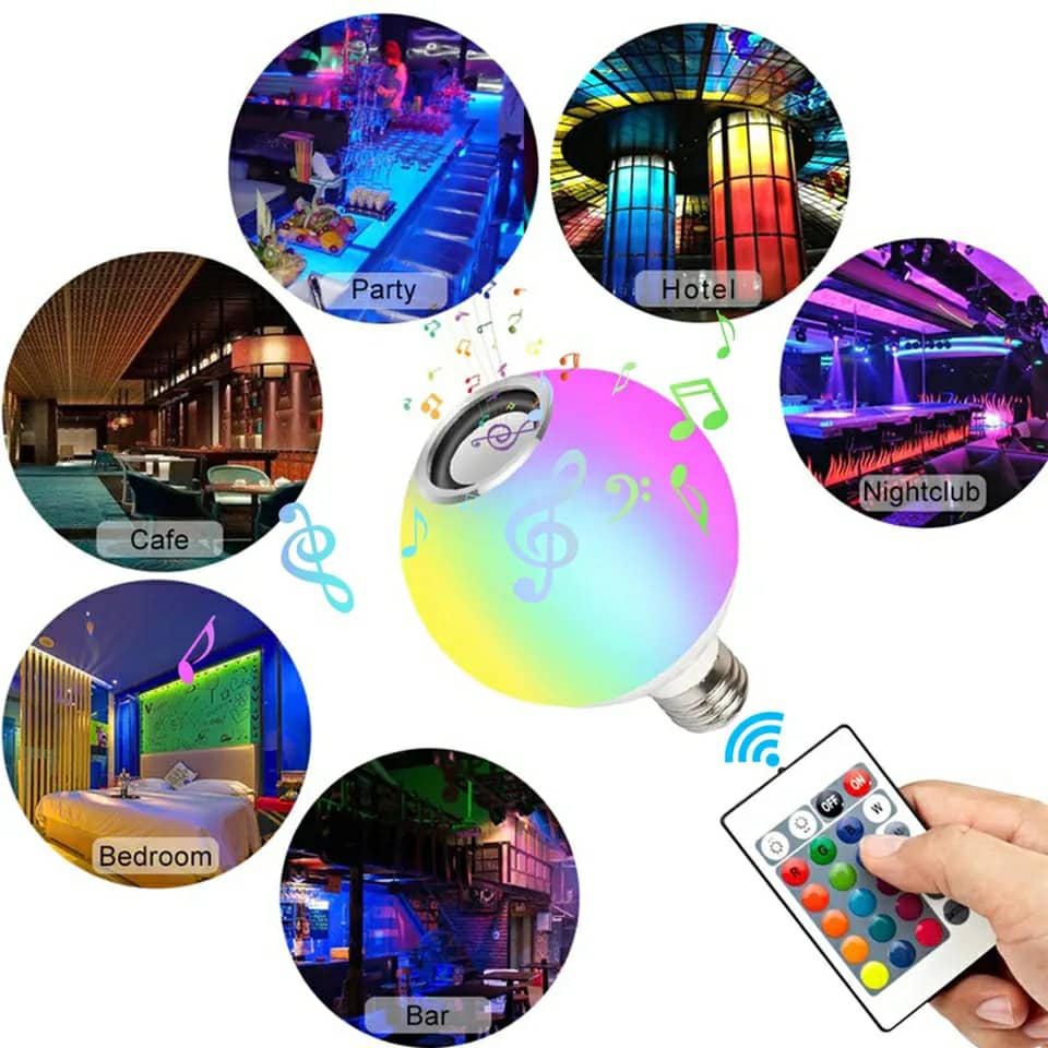 Ampoule LED intelligente E27 RGB Bluetooth sans fil avec télécommande APP