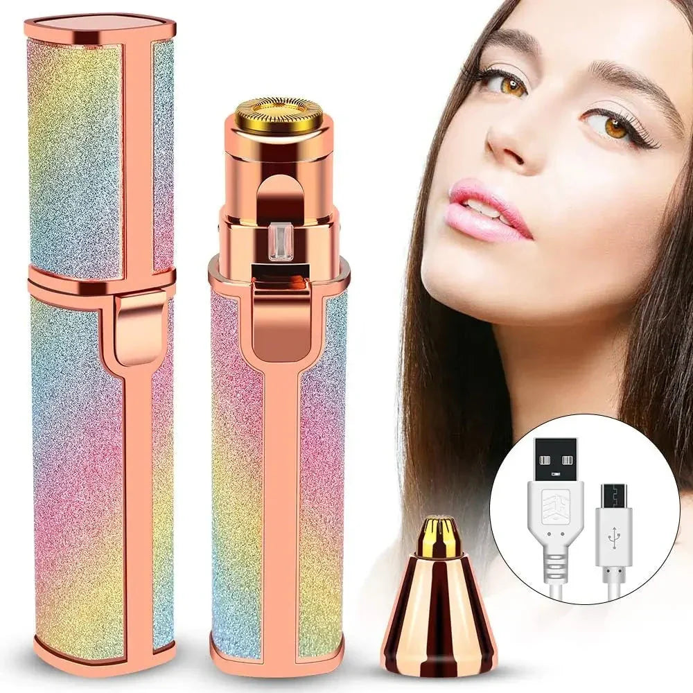Rasoir électrique 2 en 1 pour femmes Rechargeable épilateur Facial sans douleur
