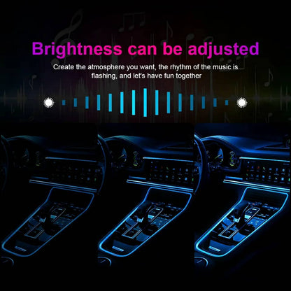 Bande lumineuse Fibre optique Led fluo RGB USB pour intérieur de voiture