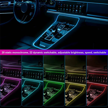Bande lumineuse Fibre optique Led fluo RGB USB pour intérieur de voiture