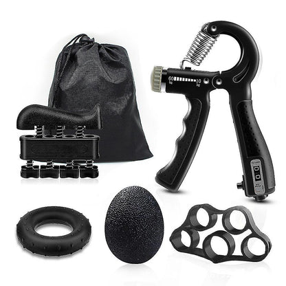 Kit de renforcement de la poignée (5 Pieces) entraîneur de force de préhension, entraînement de l'avant-bras, réglables, renforcement des doigts, anneau et balle anti-stress avec sac de transport مجموعة تقوية قبضة اليد (5 قطع) تنزوت