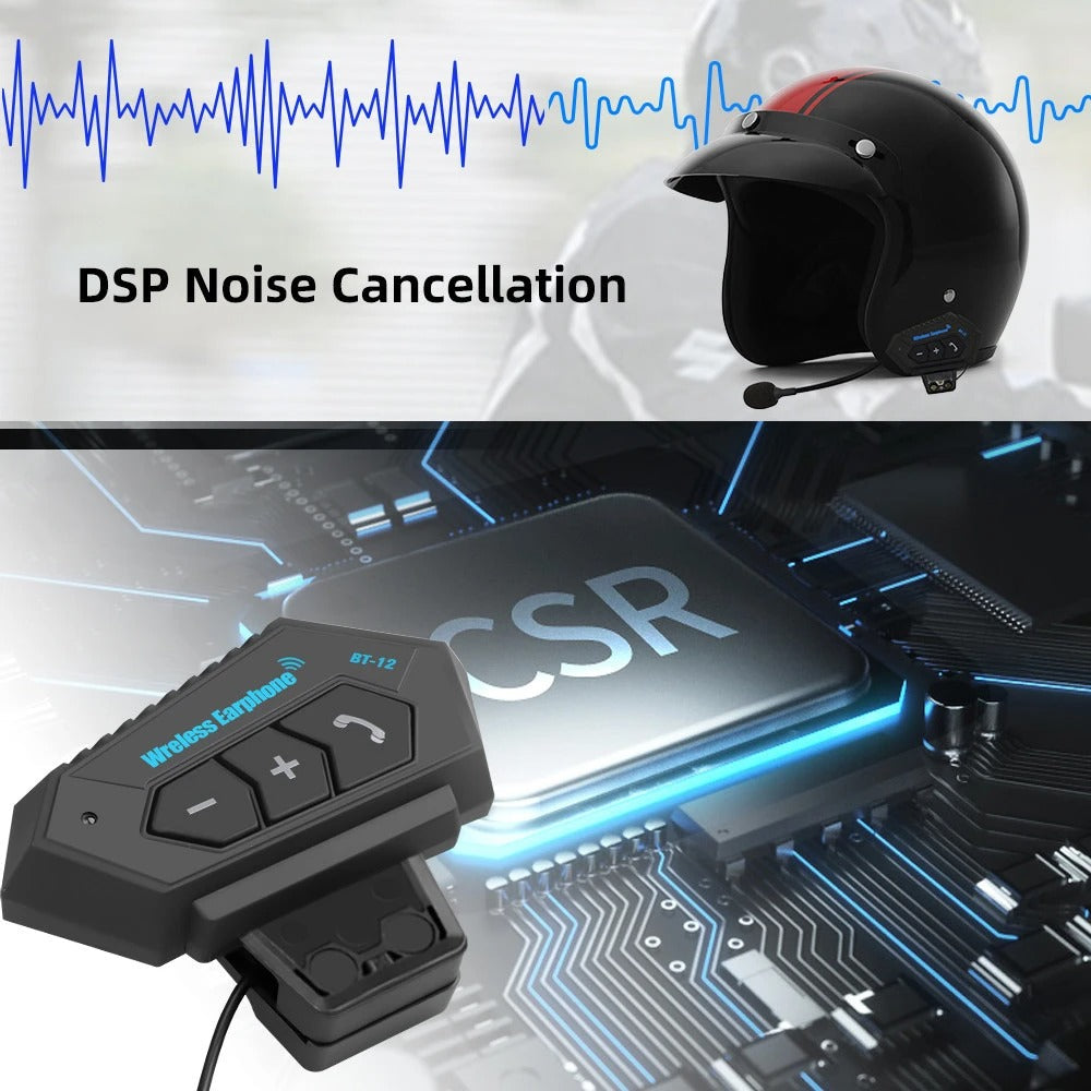 Écouteurs de moto sans fil Bluetooth 5.0 étanche FM GPS deux côtés BT12