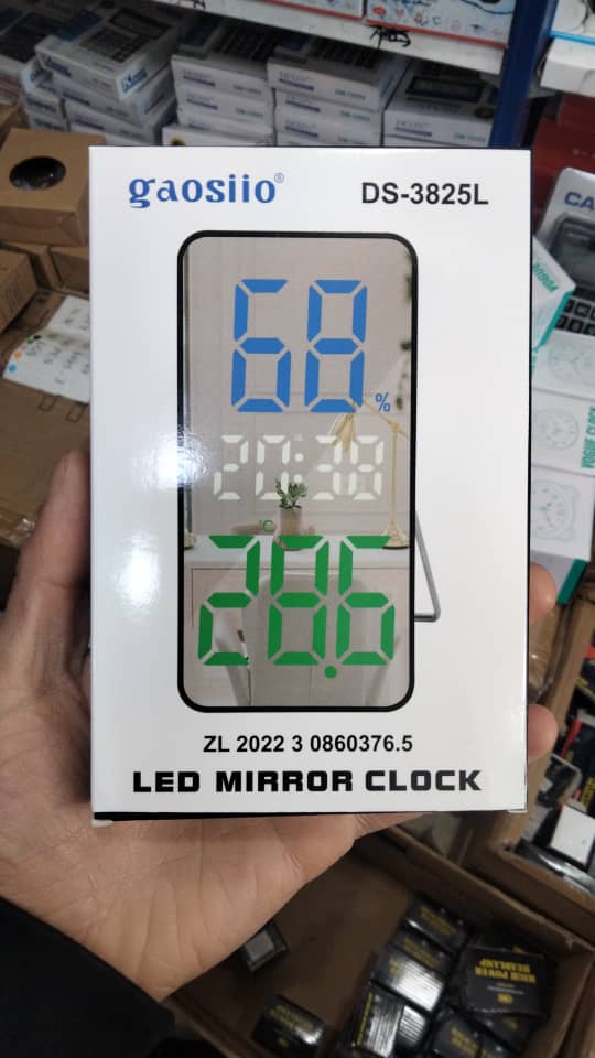 Réveil LED numérique à écran miroir rectangulaire Snooze Température Date Affichage DS-3825L