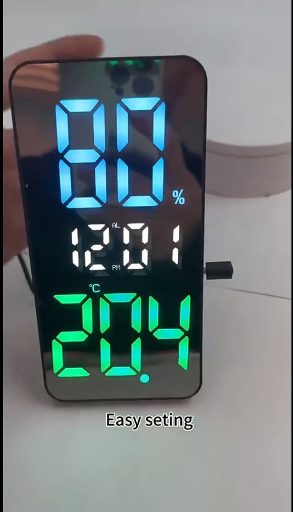 Réveil LED numérique à écran miroir rectangulaire Snooze Température Date Affichage DS-3825L