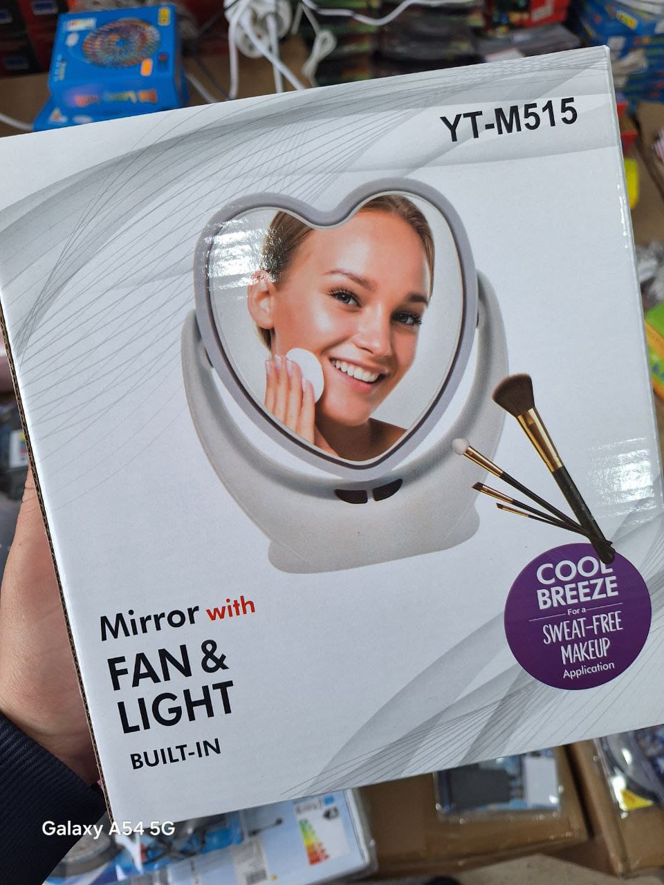 Miroir de maquillage à ventilateur LED 3in1 avec lumière miroir multifonctionnel