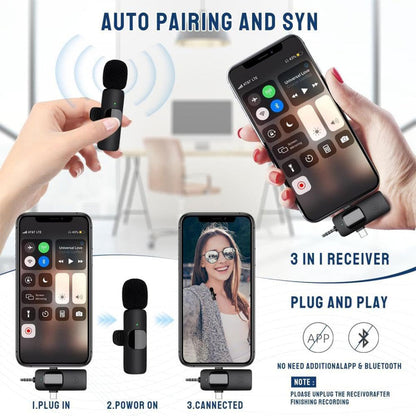 Microphone cravate sans fil 3 en 1 Plug and Play avec puce de réduction du bruit – ميكروفون لاسلكي