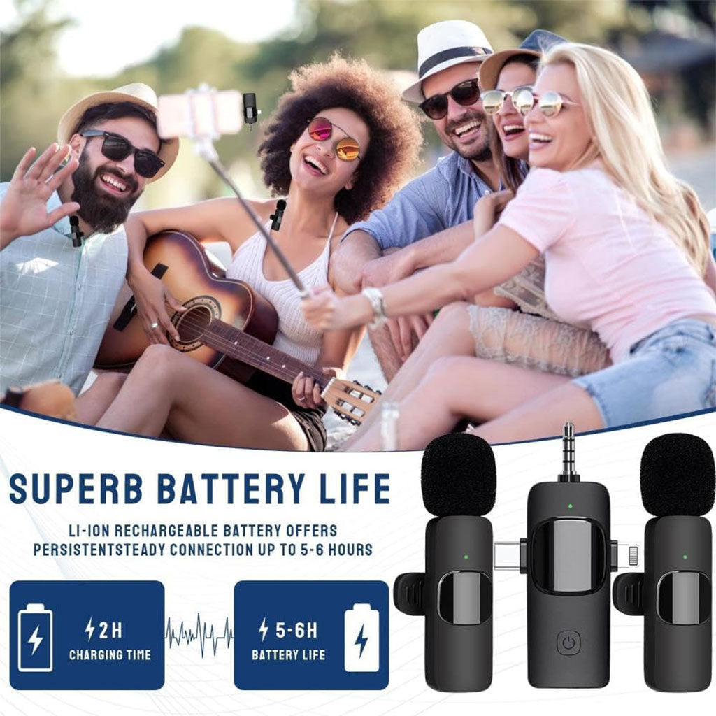 Microphone cravate sans fil 3 en 1 Plug and Play avec puce de réduction du bruit – ميكروفون لاسلكي