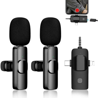 Microphone cravate sans fil 3 en 1 Plug and Play avec puce de réduction du bruit – ميكروفون لاسلكي تنزوت