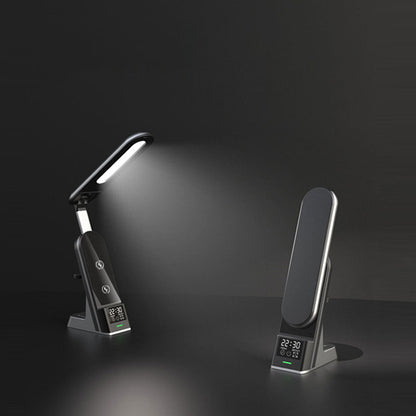 Réveil Multifonction Lampe de Table LED 15W Support de Chargeur sans Fil