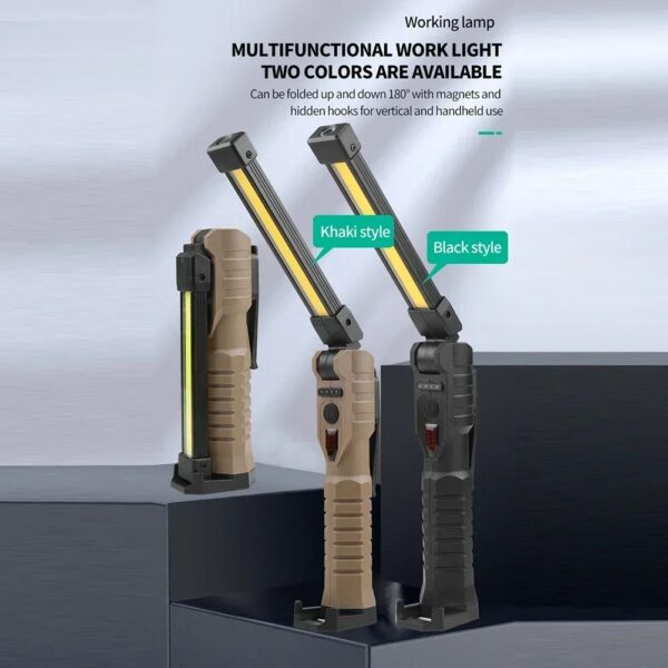 Lampe baladeuse LED COB magnétique avec 7 modes de fonctionnement – مصباح محمول للورشات بعدة أوضاع