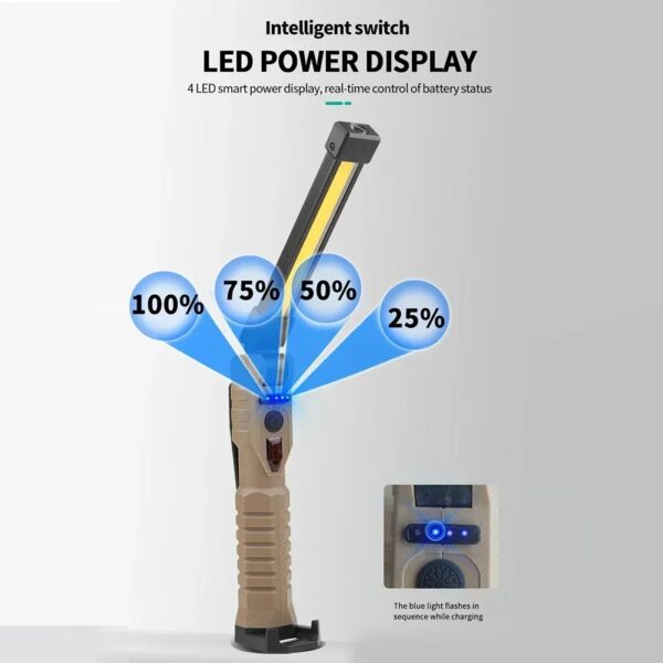 Lampe baladeuse LED COB magnétique avec 7 modes de fonctionnement – مصباح محمول للورشات بعدة أوضاع