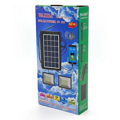 Kit d’Éclairage Solaire avec Haut Parleur et Deux Lampes XB-2321BT – طقم إنارة بالطاقة الشمسية