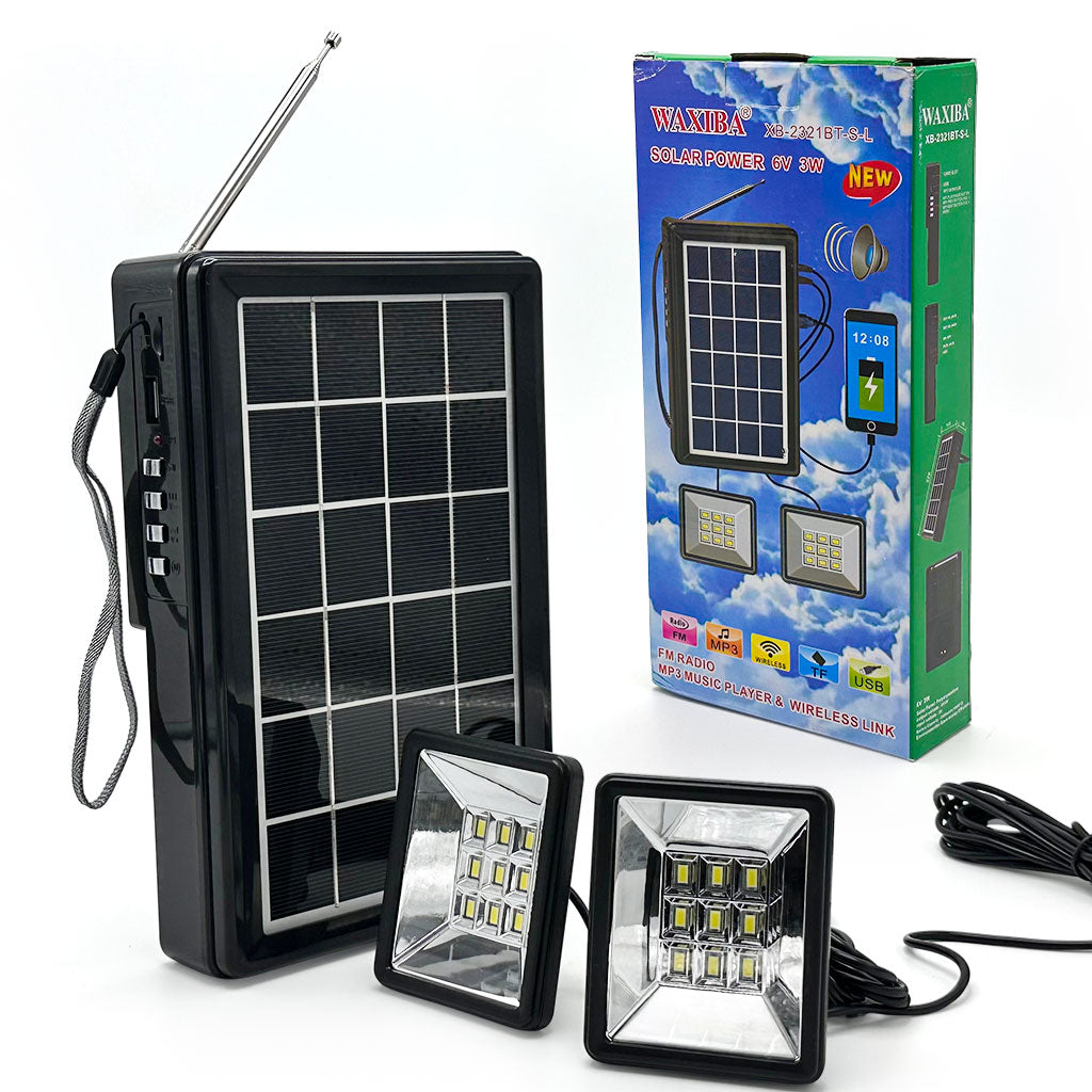 Kit d’Éclairage Solaire avec Haut Parleur et Deux Lampes XB-2321BT – طقم إنارة بالطاقة الشمسية - تنزوت
